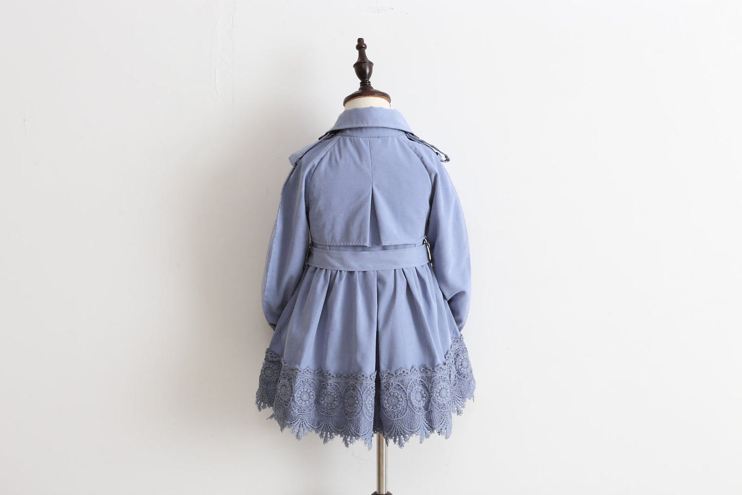 Girls' Broderie Trench Coat- Lavender Blue