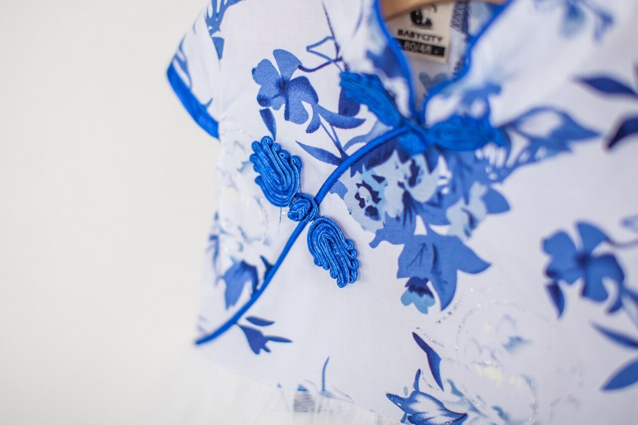 Girls Blue Tutu Cheongsam Dress