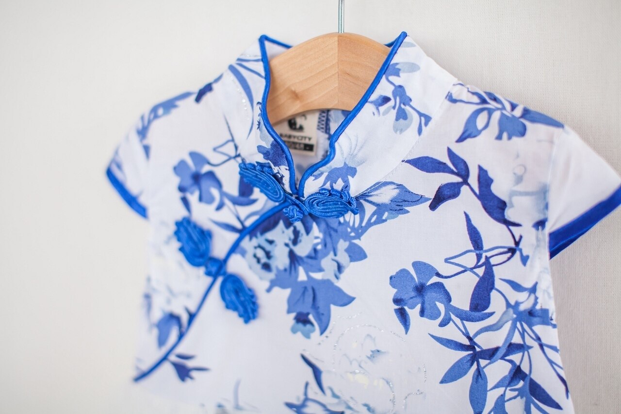 Girls Blue Tutu Cheongsam Dress