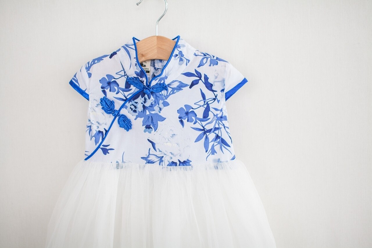 Girls Blue Tutu Cheongsam Dress