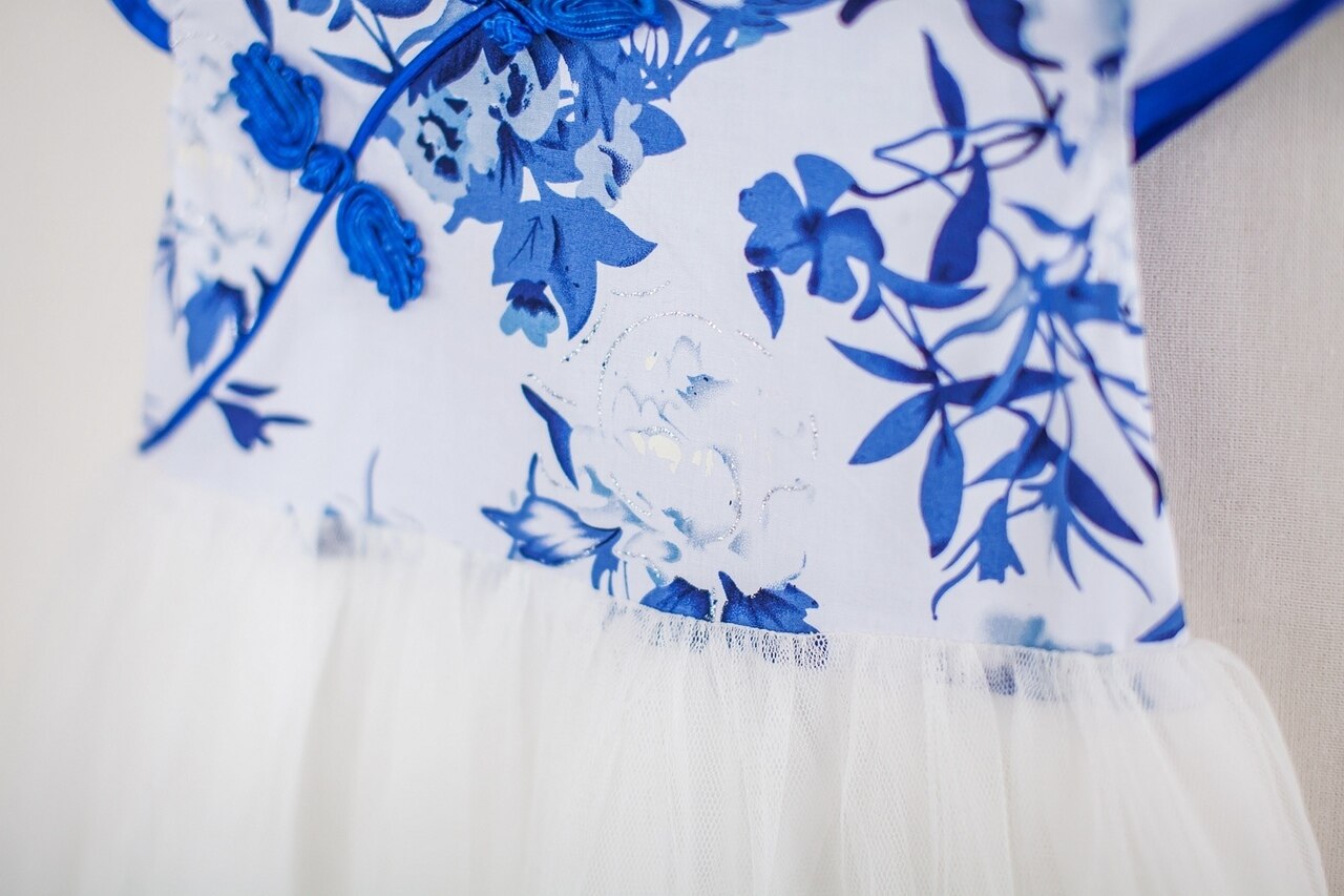 Girls Blue Tutu Cheongsam Dress