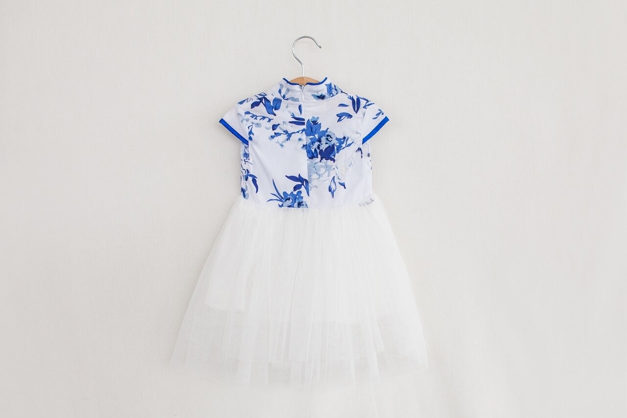 Girls Blue Tutu Cheongsam Dress