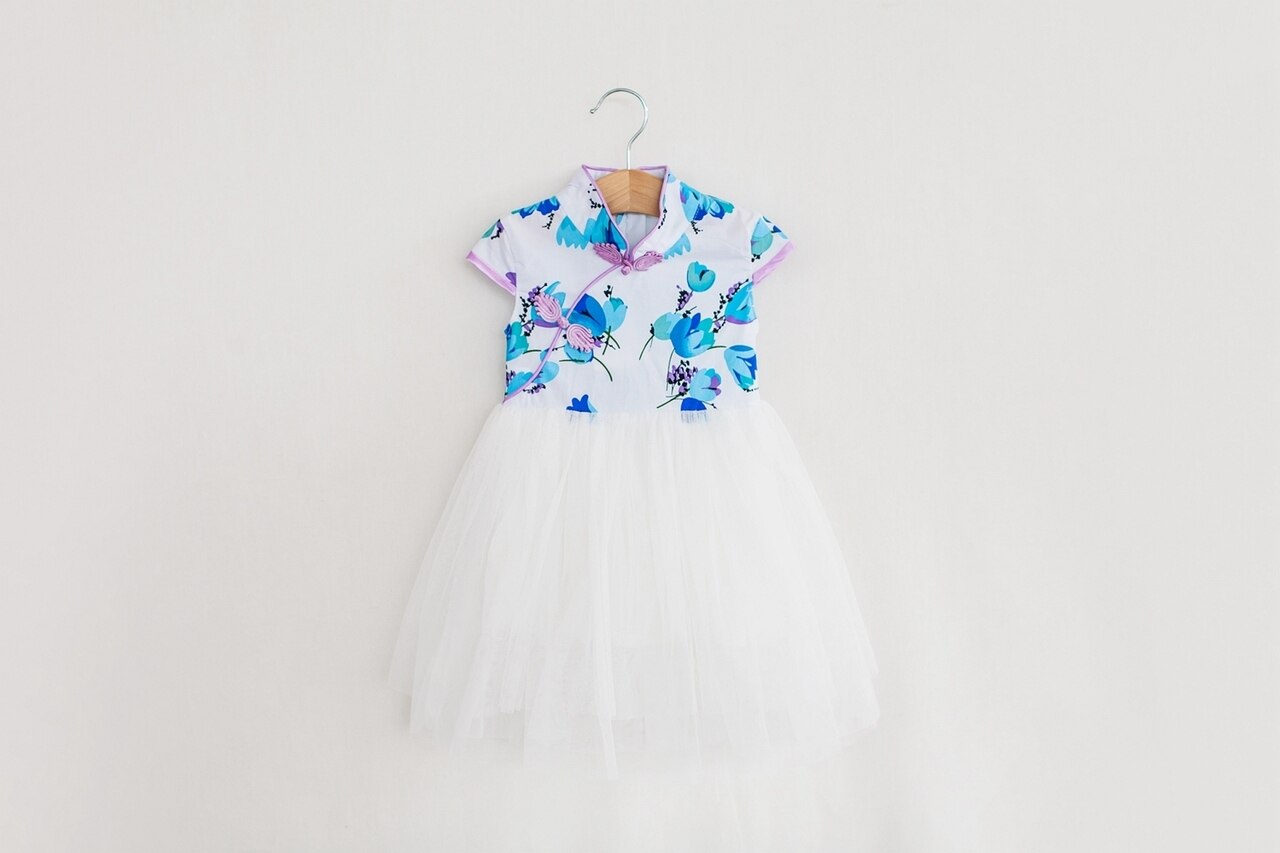 Girls Purple Tutu Cheongsam Dress