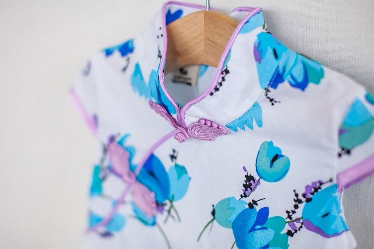 Girls Purple Tutu Cheongsam Dress