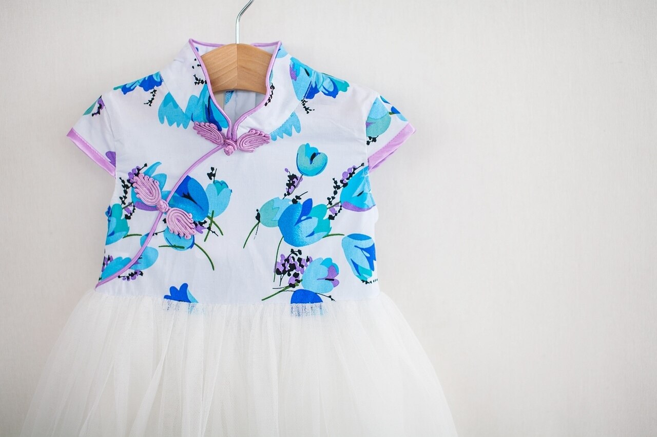 Girls Purple Tutu Cheongsam Dress