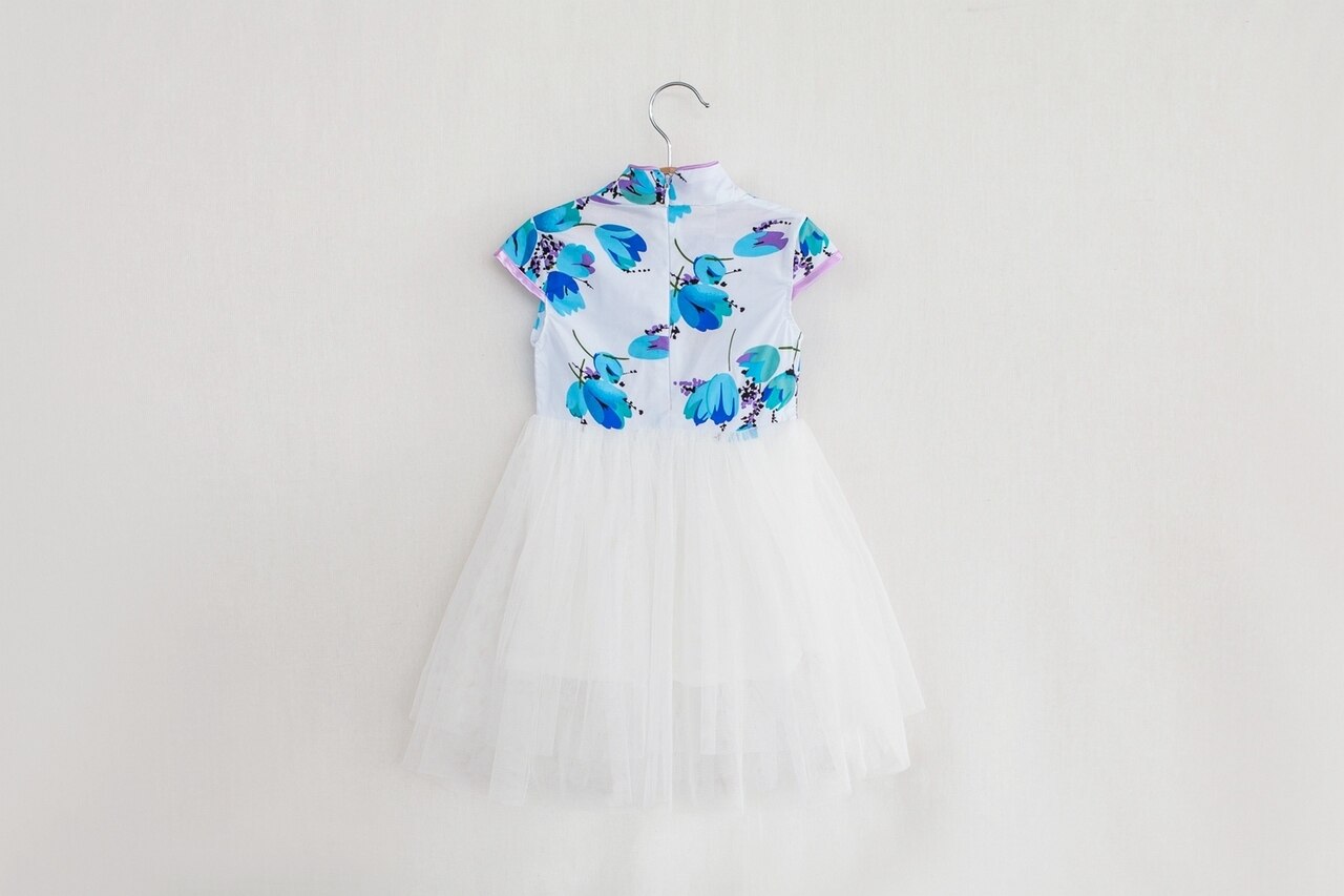 Girls Purple Tutu Cheongsam Dress