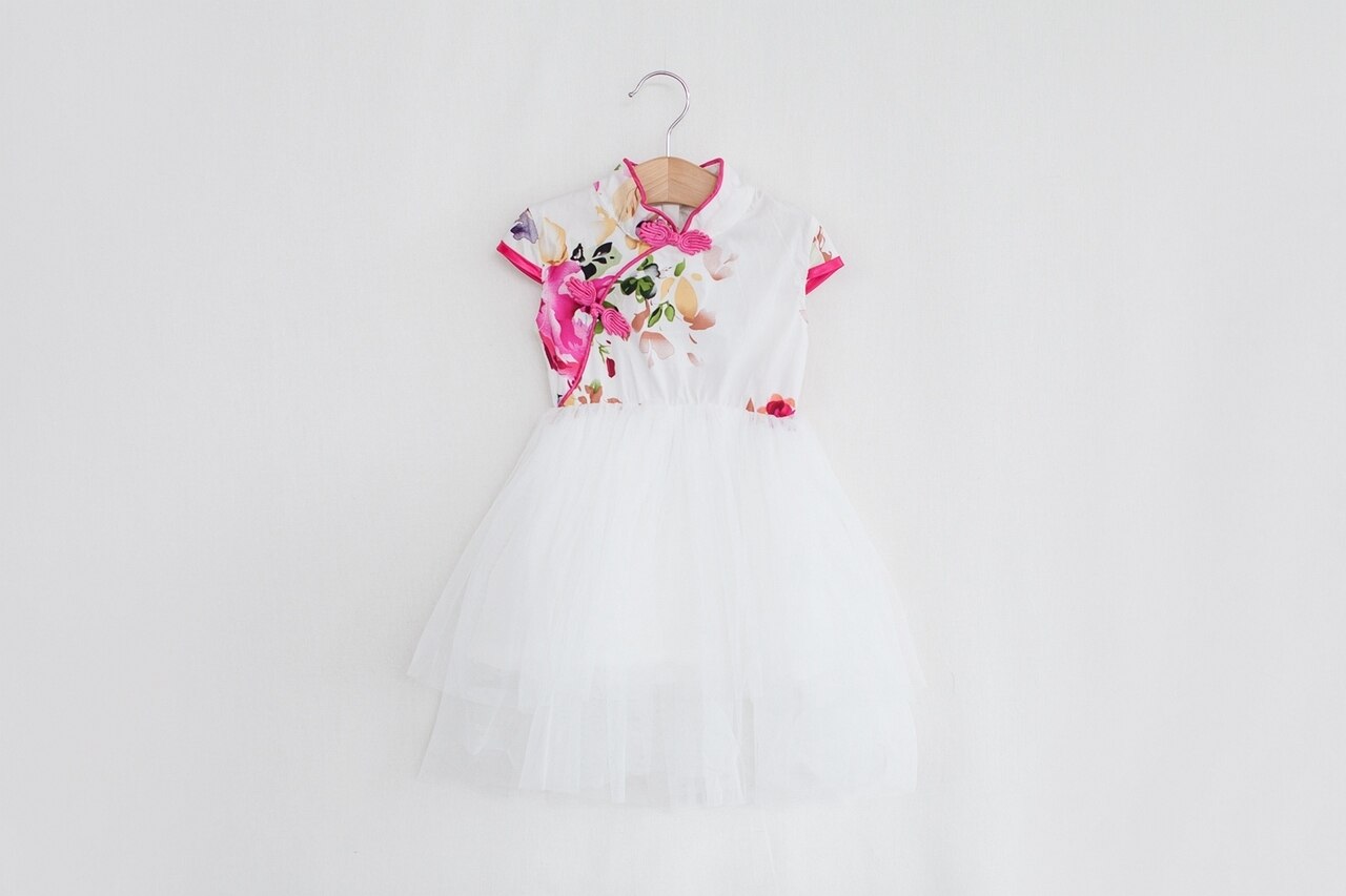 Girls Pink Tutu Dress Cheongsam