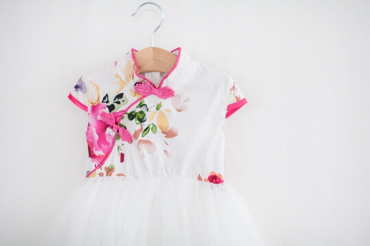 Girls Pink Tutu Dress Cheongsam