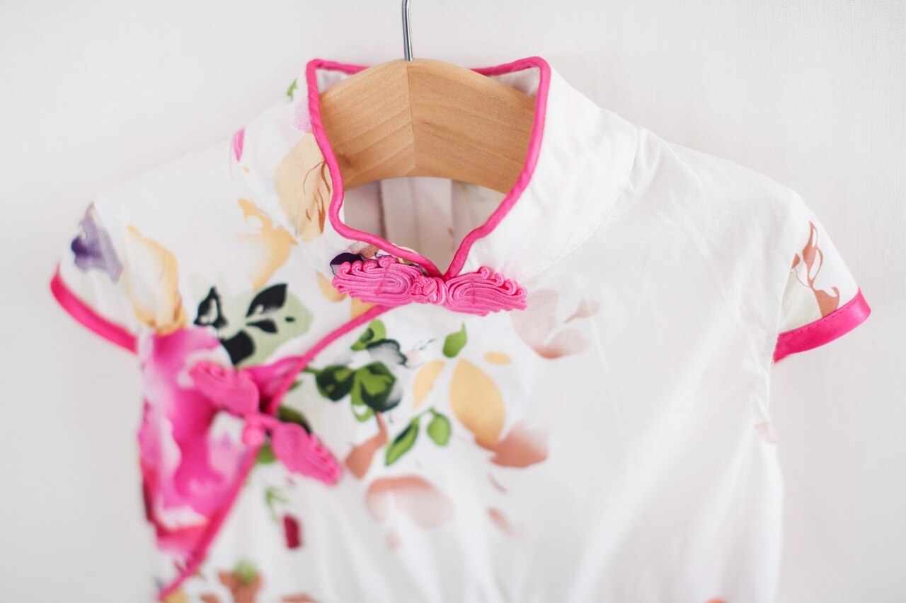 Girls Pink Tutu Dress Cheongsam