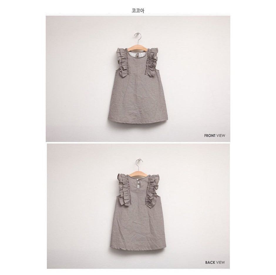 Girls Natural Colour Polka Dot Dress