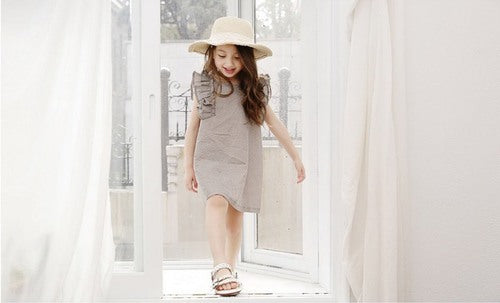 Girls Natural Colour Polka Dot Dress