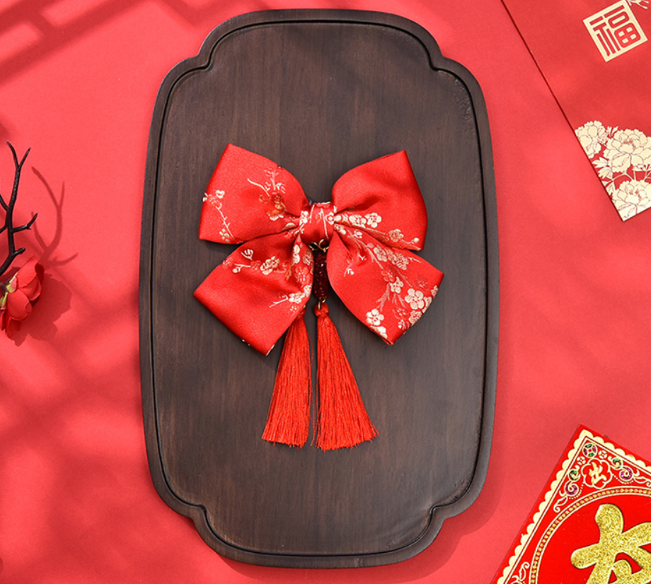 Embroidery Fabric Hair Clips - tassel