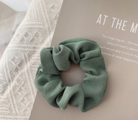 Cord Hair Scrunchie -  Light Green