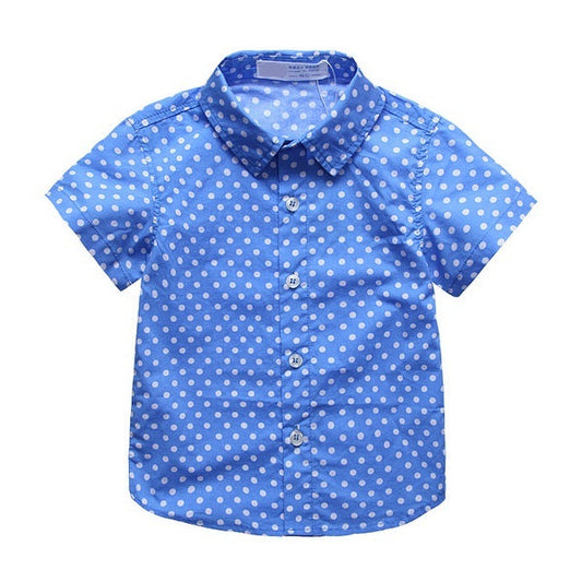 Short Sleeve Polka Dot Shirt, Blue