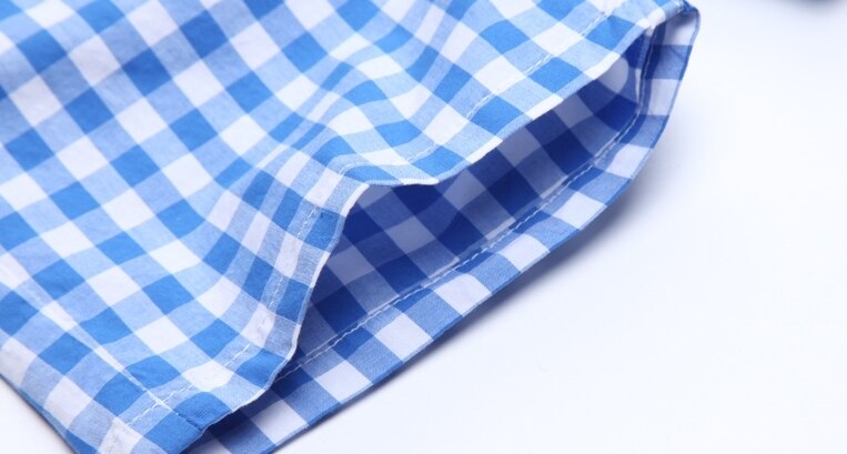 Boy Japanese Style Cotton Two-Tone Short - Blue