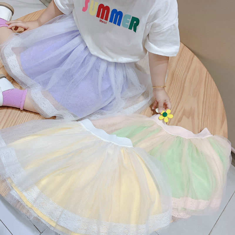 Girls Cute Purple Lace Short Tutu Skirts Korean Style Good Quality