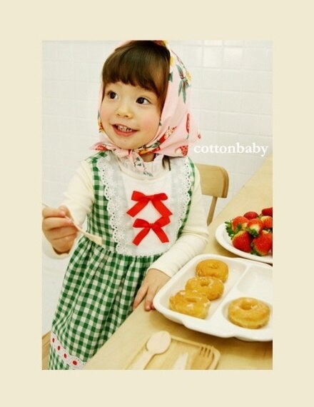 Luxury Girls Custard Cotton Check Pinafore Dress (Made in Korea)