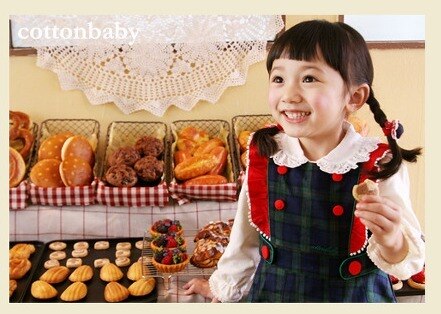 Luxury Girls Navy Green Checked Dress (Made in Korea)