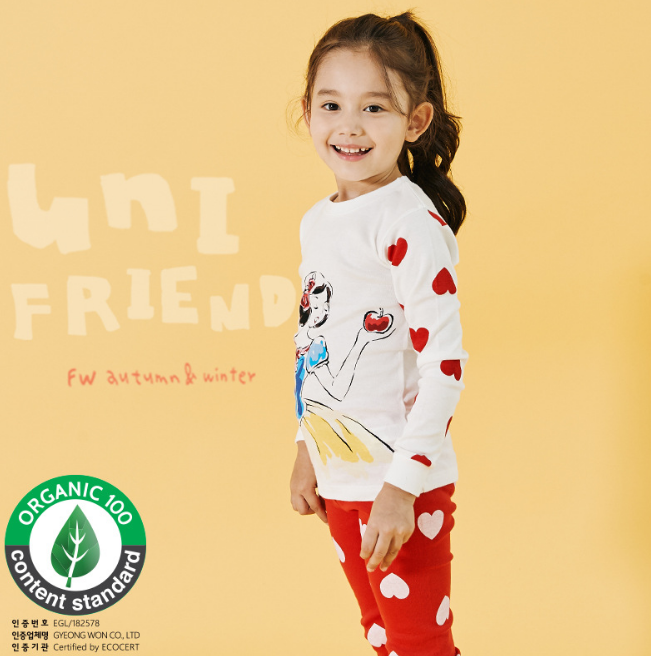 Organic Cotton Long Pyjamas - Snow White (Korean Design)