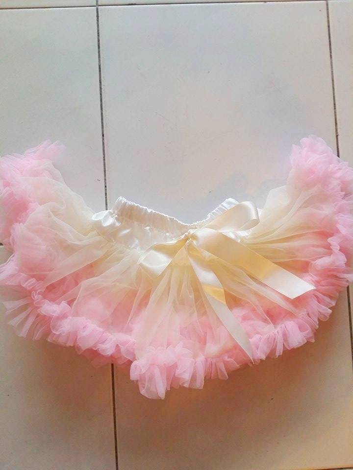 Adjustable Waist Baby TuTu Skirt for 0-2 Years-  Creme