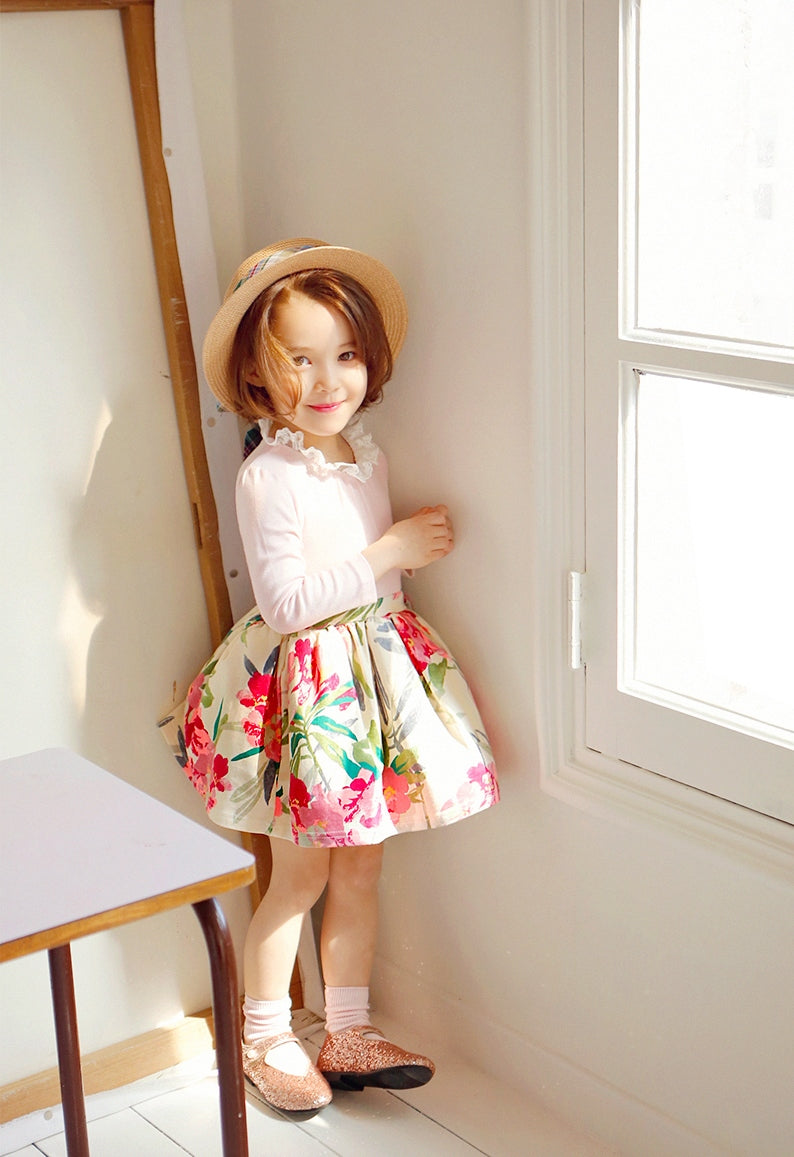 Girls Pink Floral TuTu Dress